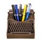Retro Typewriter Pen Holder Vintage Desk Accsesories Unique Cool Gifts for Writer Typewriter Lovers and Secretary Cute Funny Pencil Cups for Office Home School (Bronze)